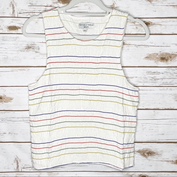 NWT Texture & Thread Rainbow-Stitch Smocked Tank - Picture 2 of 6